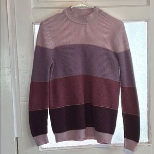 Elle Women’s Lilac Purple Colorblock Striped Knit Sweater Size Small